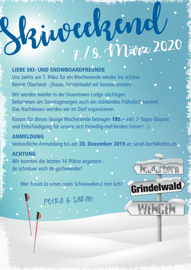 Anmeldung Skiweekend 2020